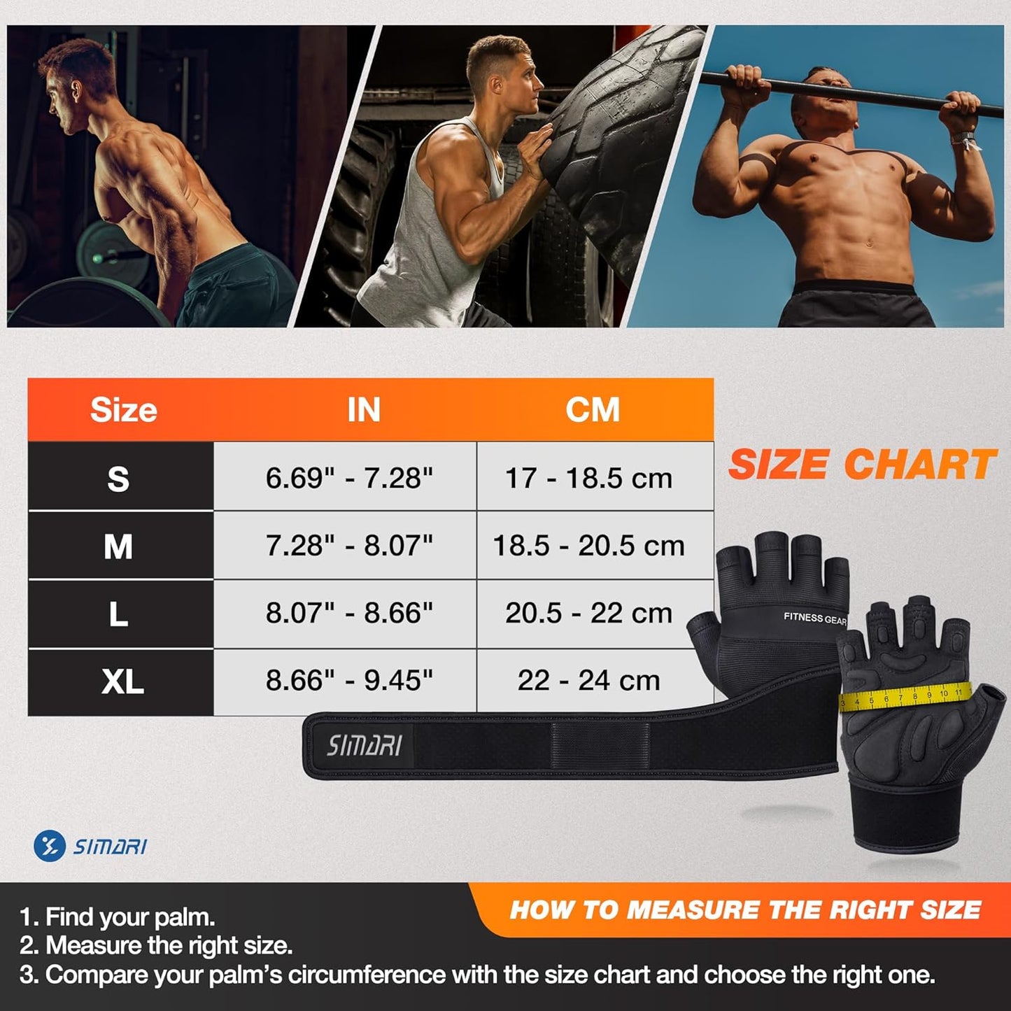 Padded Workout Gloves for Men and Women, Ventilated Weight Lifting Gloves with Wrist Wraps Support, Full Palm Protection, Great Grip for Gym Training, Fitness, Weightlifting, Exercise