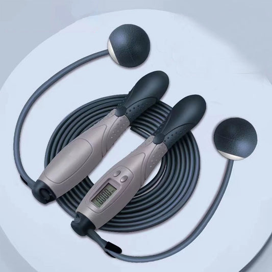 Weighted Cordless Jump Ropes with 2 Balls & Adjustable Length Bod Rope for Kids Men Women,Speed Digital Counting Ropeless Skipping Rope with Calorie Counter for Indoor Fitness Workout Boxing Gym